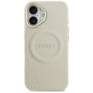 Etui Guess Peony Hot Stamp MagSafe do Apple iPhone 17 beżowy