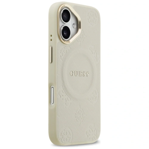 Etui Guess Peony Hot Stamp MagSafe do Apple iPhone 17 beżowy