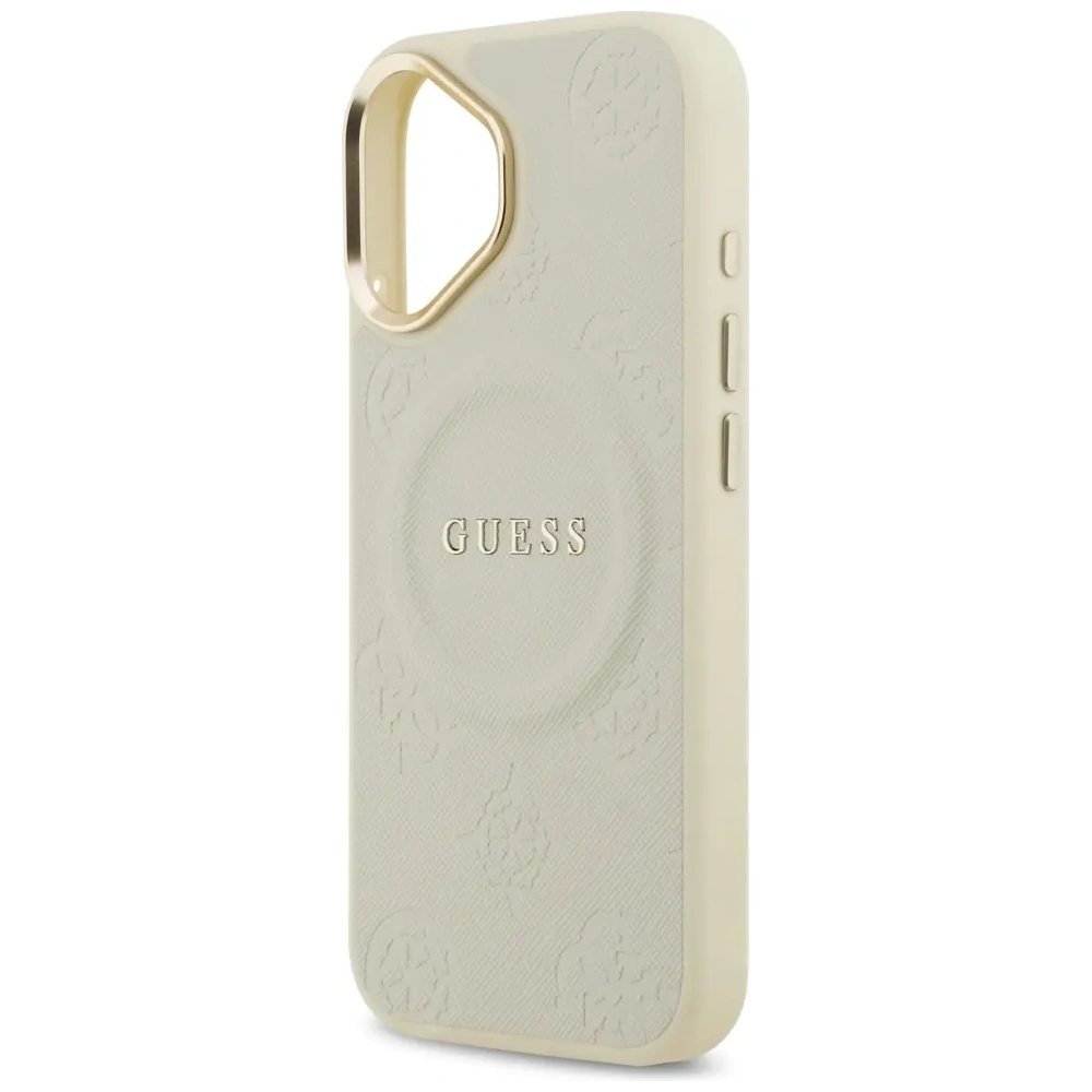 Etui Guess Peony Hot Stamp MagSafe do Apple iPhone 17 beżowy