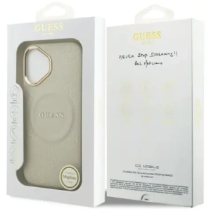 Etui Guess Peony Hot Stamp MagSafe do Apple iPhone 17 beżowy