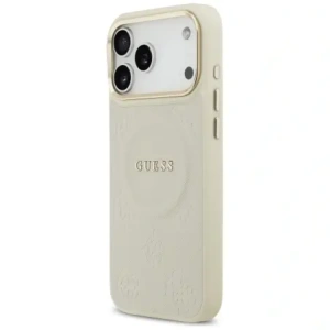 Etui Guess Peony Hot Stamp MagSafe do Apple iPhone 17 Pro Max beżowy
