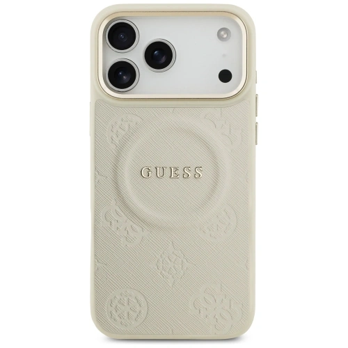 Etui Guess Peony Hot Stamp MagSafe do Apple iPhone 17 Pro Max beżowy