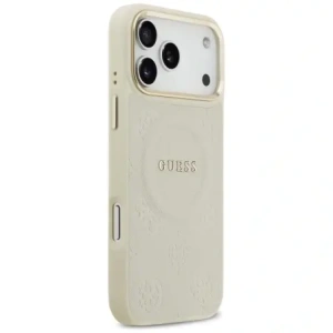 Etui Guess Peony Hot Stamp MagSafe do Apple iPhone 17 Pro Max beżowy