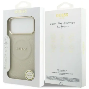 Etui Guess Peony Hot Stamp MagSafe do Apple iPhone 17 Pro Max beżowy