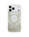 Etui Guess Resin Bottom Glitter MagSafe do Apple iPhone 17 Pro Max złoty
