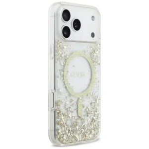 Etui Guess Resin Bottom Glitter MagSafe do Apple iPhone 17 Pro Max złoty