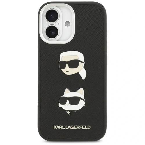 Etui Karl Lagerfeld FW Grained Karl & Choupette Heads Pins & Logo do Apple iPhone 17 czarny