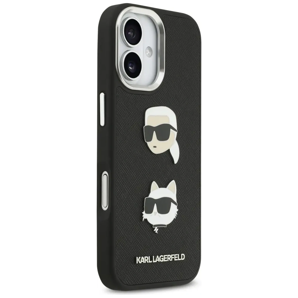 Etui Karl Lagerfeld FW Grained Karl & Choupette Heads Pins & Logo do Apple iPhone 17 czarny