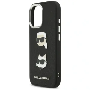 Etui Karl Lagerfeld FW Grained Karl & Choupette Heads Pins & Logo do Apple iPhone 17 czarny
