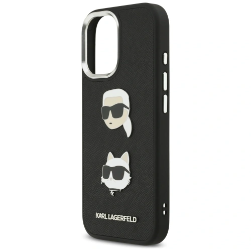 Etui Karl Lagerfeld FW Grained Karl & Choupette Heads Pins & Logo do Apple iPhone 17 czarny
