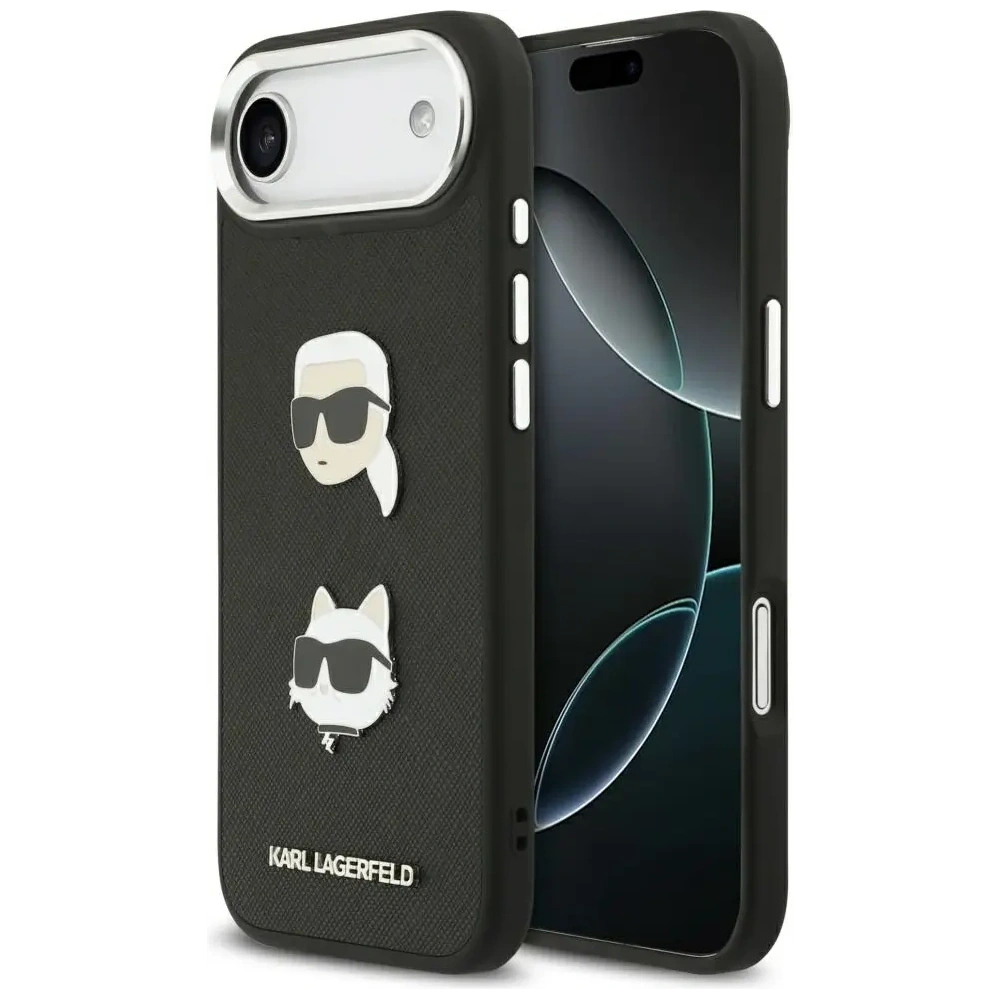 Etui Karl Lagerfeld FW Grained Karl & Choupette Heads Pins & Logo do Apple iPhone Air czarny