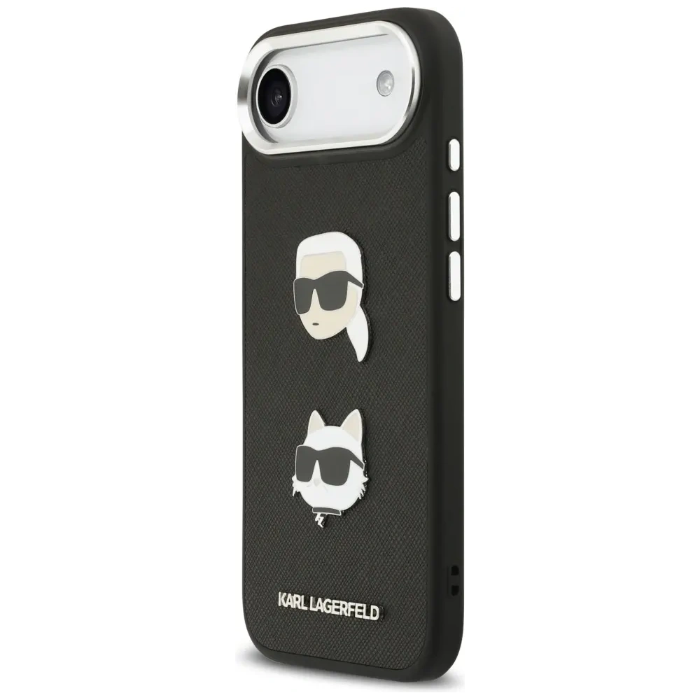 Etui Karl Lagerfeld FW Grained Karl & Choupette Heads Pins & Logo do Apple iPhone Air czarny