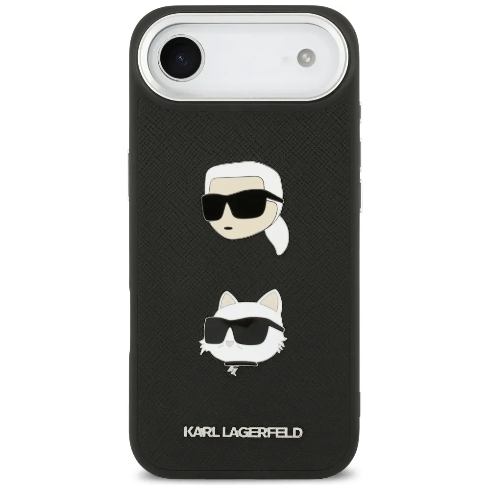 Etui Karl Lagerfeld FW Grained Karl & Choupette Heads Pins & Logo do Apple iPhone Air czarny