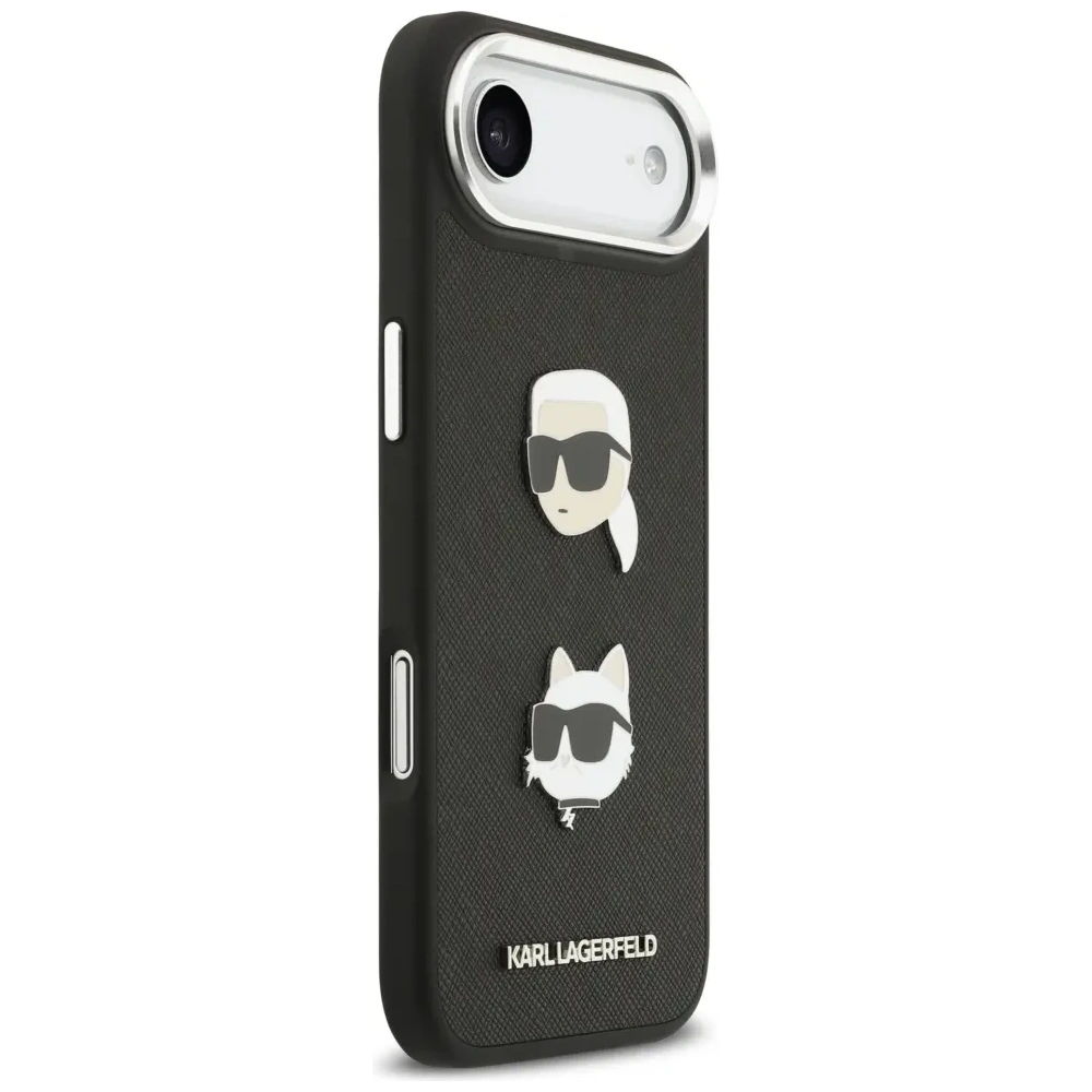 Etui Karl Lagerfeld FW Grained Karl & Choupette Heads Pins & Logo do Apple iPhone Air czarny