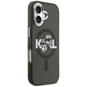 Etui Karl Lagerfeld IML Glitter Karl & Choupette Sketch Logo MagSafe do Apple iPhone 17 czarny