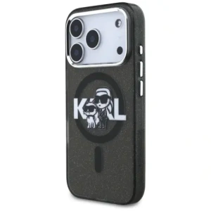 Etui Karl Lagerfeld IML Glitter Karl & Choupette Sketch Logo MagSafe do Apple iPhone 17 Pro czarny