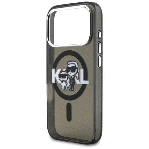 Etui Karl Lagerfeld IML Glitter Karl & Choupette Sketch Logo MagSafe do Apple iPhone 17 Pro czarny