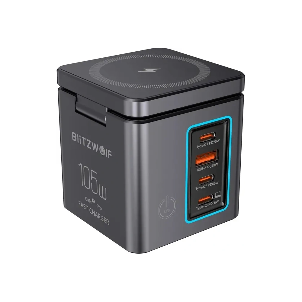 Ładowarka sieciowa Blitzwolf BW-i113 GaN USB-A, 3xUSB-C 105W