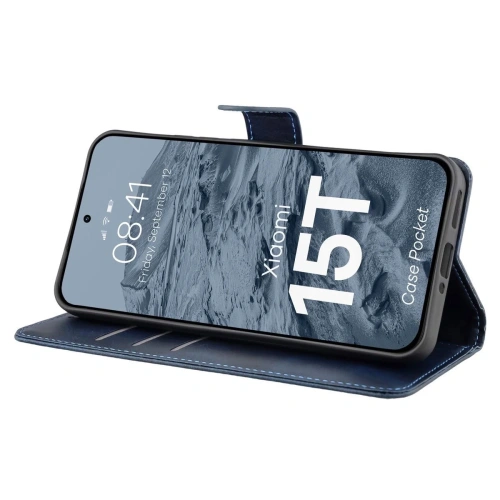 Etui z klapką Bizon Case Pocket do Xiaomi 15T granatowe