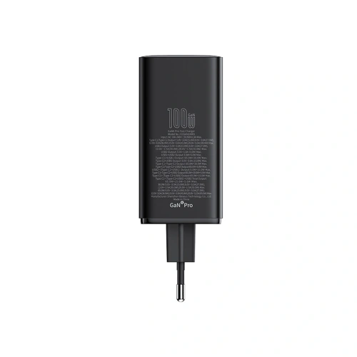 Ładowarka Baseus GaN6 Pro 100W 2xUSB-A, 2xUSB-C + kabel USB-C 100W 1m czarna