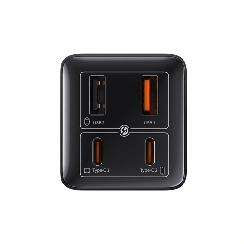 Ładowarka Baseus GaN6 Pro 100W 2xUSB-A, 2xUSB-C + kabel USB-C 100W 1m czarna