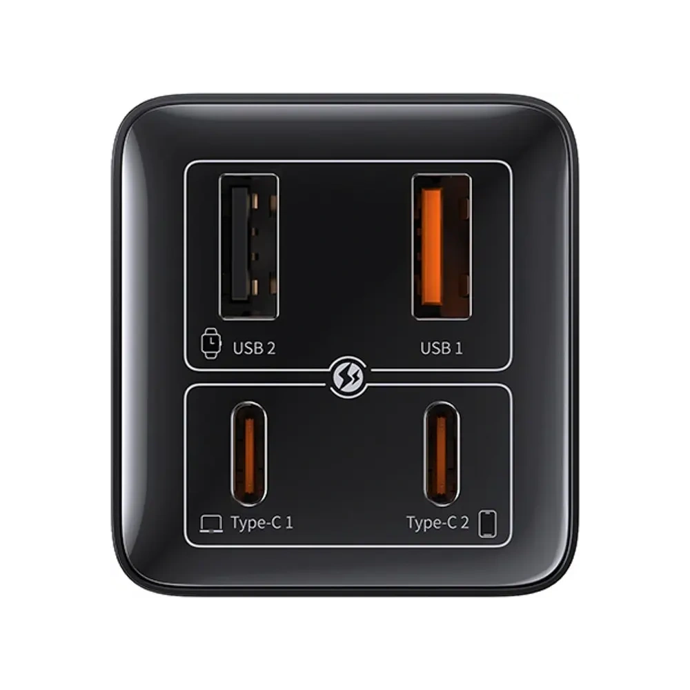 Ładowarka Baseus GaN6 Pro 100W 2xUSB-A, 2xUSB-C + kabel USB-C 100W 1m czarna