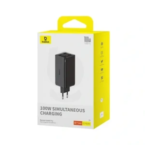 Ładowarka Baseus GaN6 Pro 100W 2xUSB-A, 2xUSB-C + kabel USB-C 100W 1m czarna