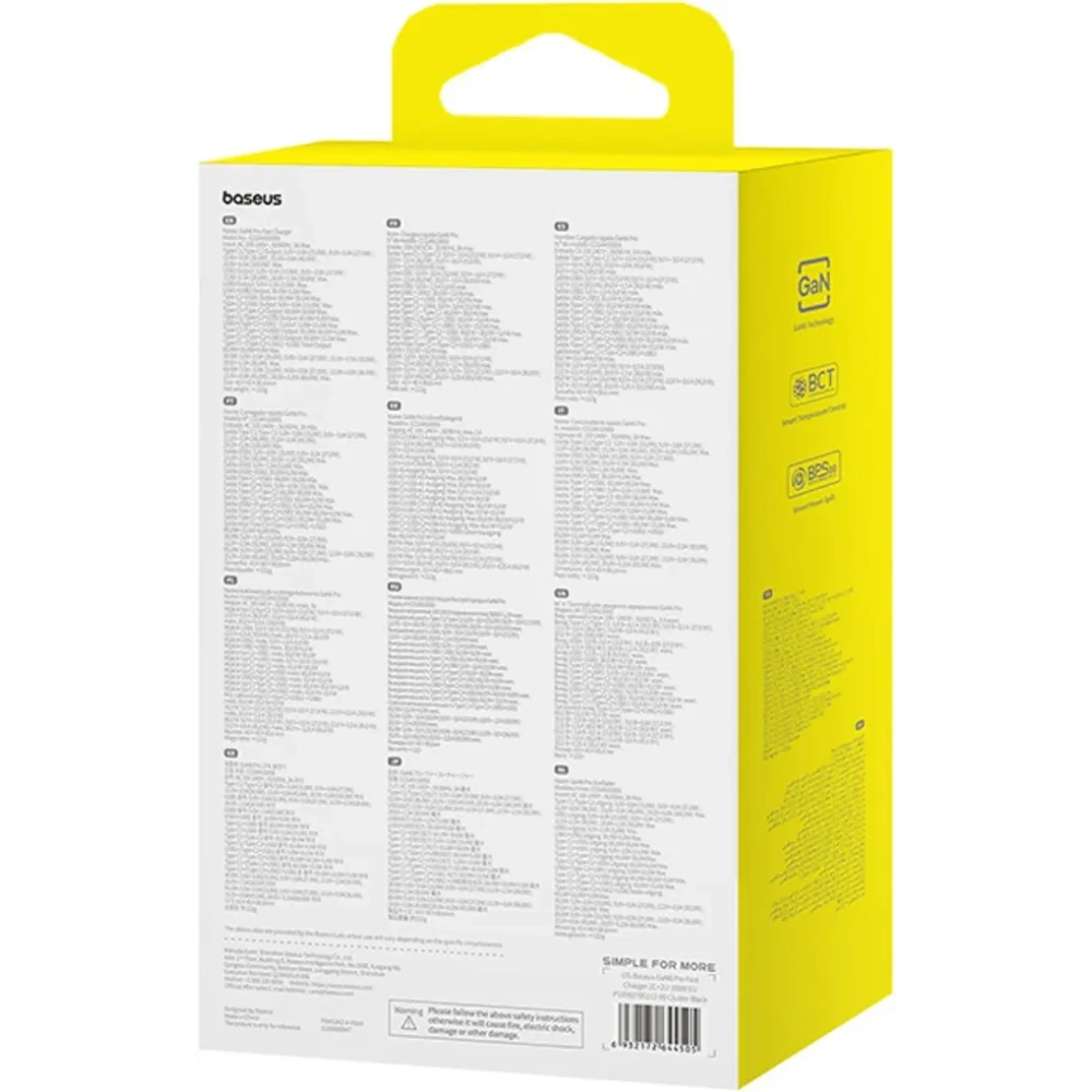 Ładowarka Baseus GaN6 Pro 100W 2xUSB-A, 2xUSB-C + kabel USB-C 100W 1m czarna