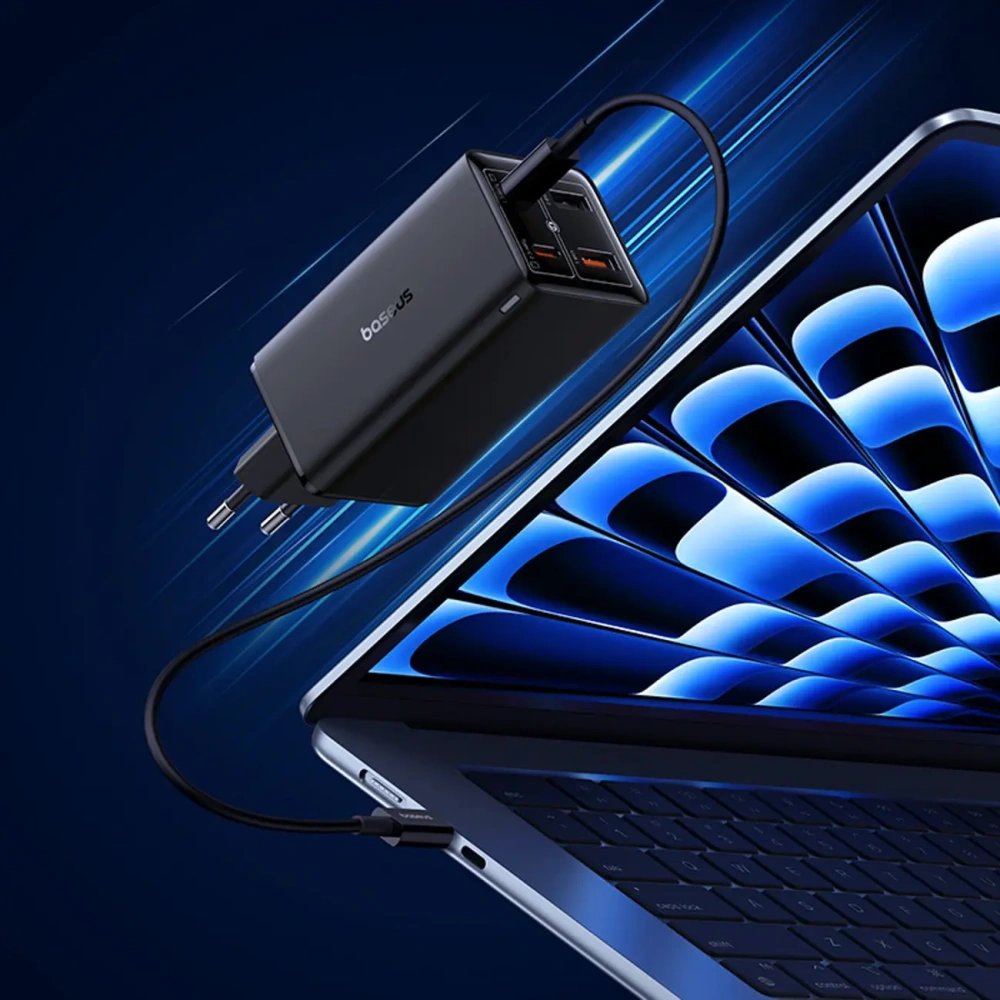 Ładowarka Baseus GaN6 Pro 100W 2xUSB-A, 2xUSB-C + kabel USB-C 100W 1m czarna