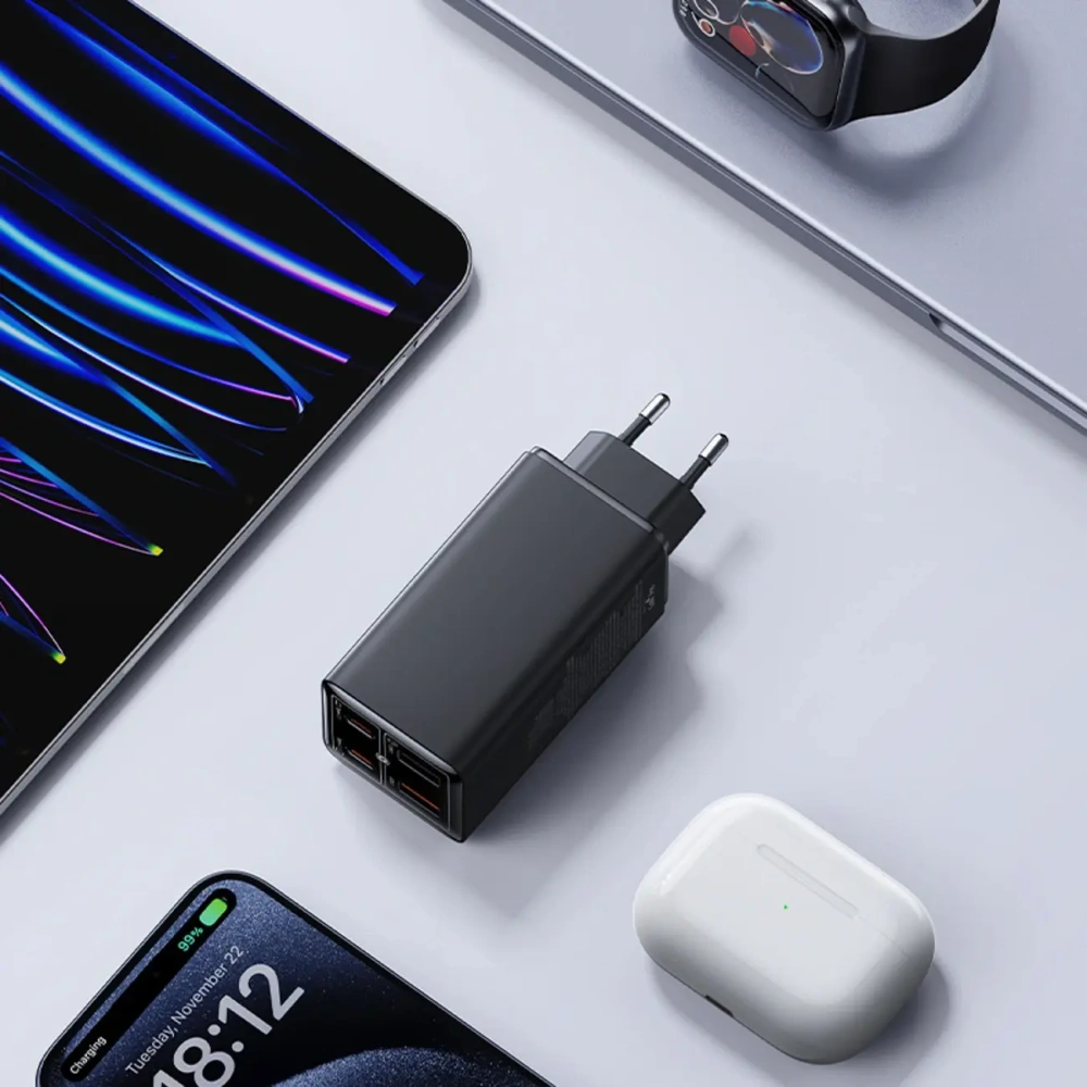 Ładowarka Baseus GaN6 Pro 100W 2xUSB-A, 2xUSB-C + kabel USB-C 100W 1m czarna