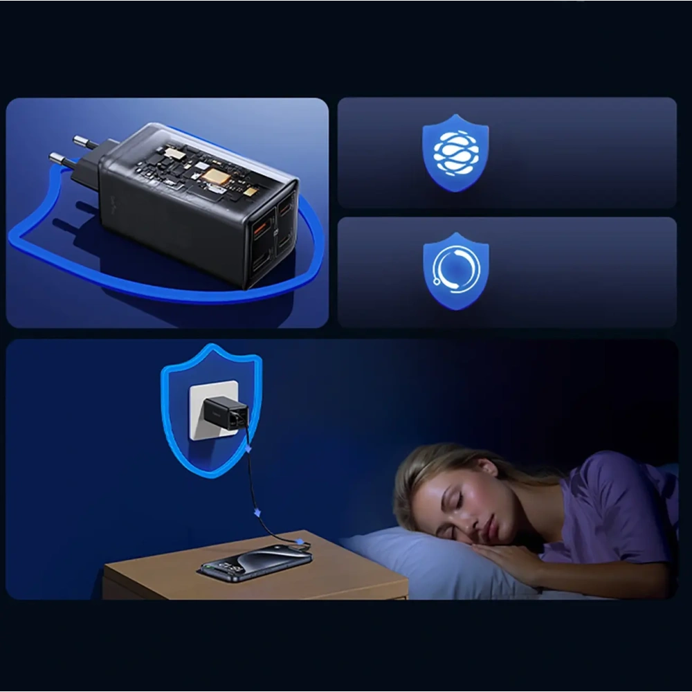 Ładowarka Baseus GaN6 Pro 100W 2xUSB-A, 2xUSB-C + kabel USB-C 100W 1m czarna