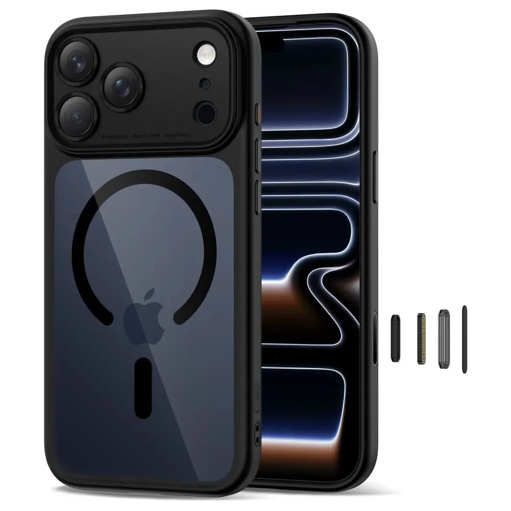 Etui Tech-Protect Magpeak MagSafe CC do Apple iPhone 17 Pro Max Black/clear