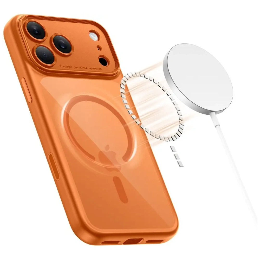 Etui Tech-Protect Magpeak MagSafe CC do Apple iPhone 17 Pro Cosmic Orange/clear