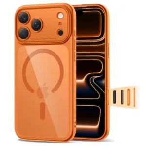 Etui Tech-Protect Magpeak MagSafe CC do Apple iPhone 17 Pro Max Cosmic Orange/clear