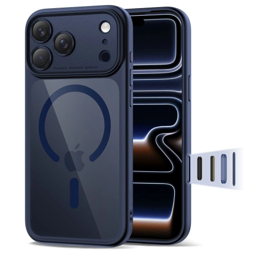 Etui Tech-Protect Magpeak MagSafe CC do Apple iPhone 17 Pro Max Deep Blue/clear