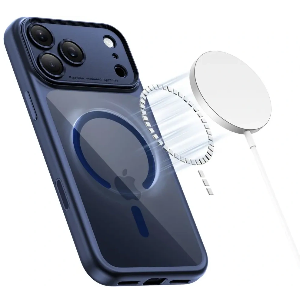 Etui Tech-Protect Magpeak MagSafe CC do Apple iPhone 17 Pro Max Deep Blue/clear