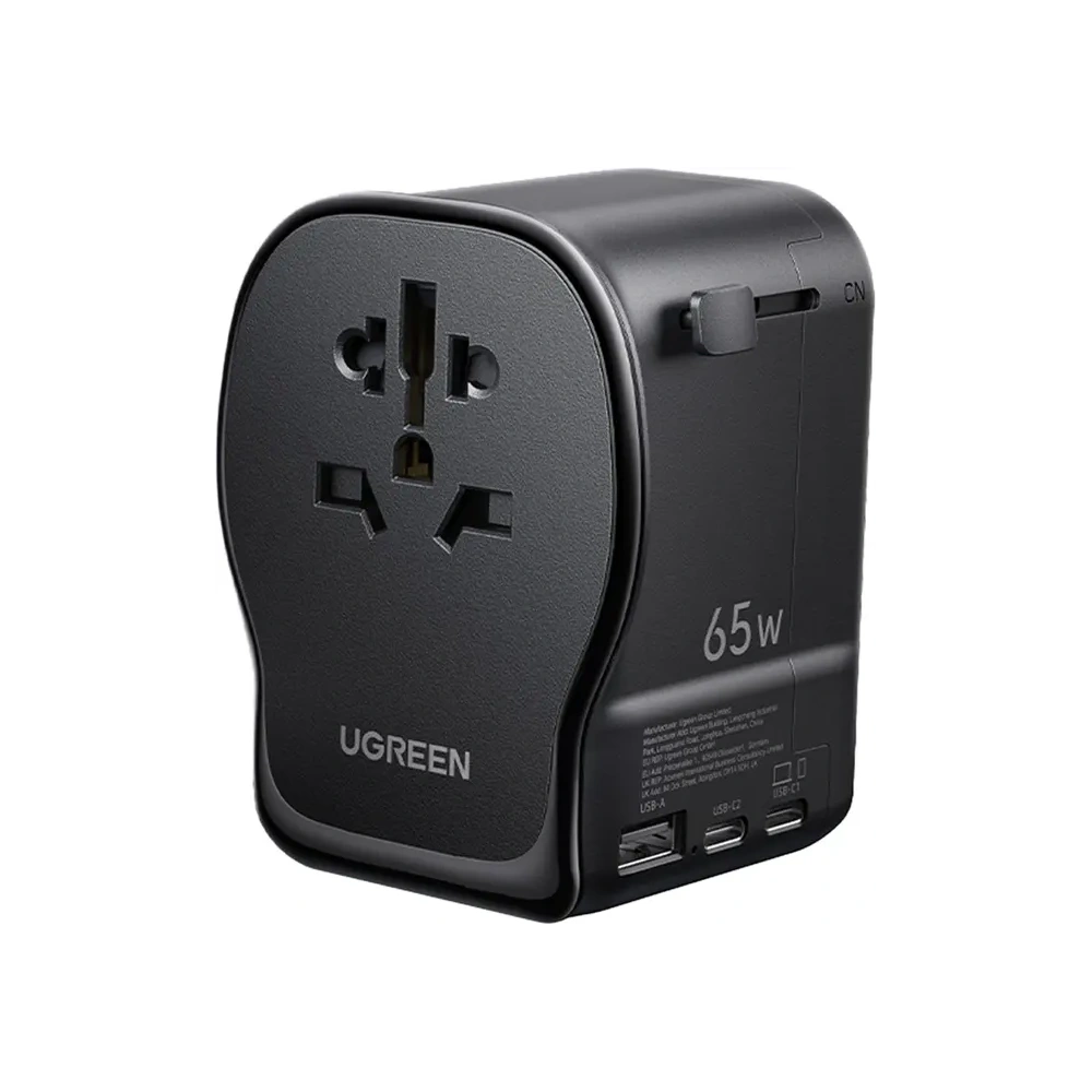 Uniwersalny adapter podróżny ładowarka sieciowa Ugreen S550, 65W, 2x USB-C, 1x USB-A
