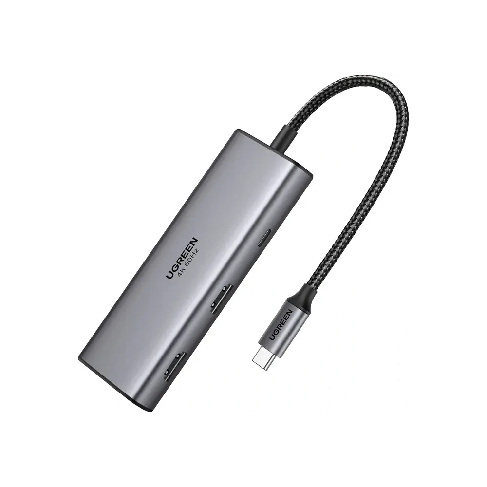 Adapter / HUB USB-C 7w1 Ugreen CM498 2x HDMI 4K@60Hz 2x USB,PD 100W