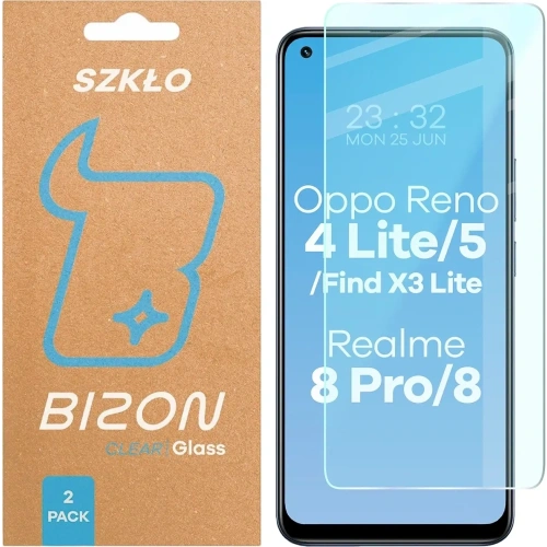 Szkło hartowane Bizon Glass Clear Duo Oppo Reno 4 Lite / Oppo Reno 5 / Oppo Find X3 Lite / Realme 8 / Realme 8 Pro 2-PACK