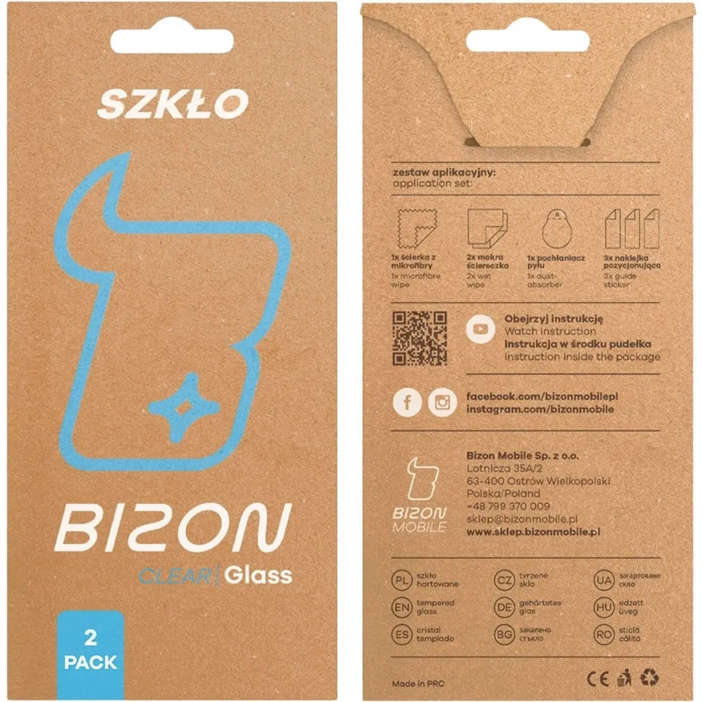 Szkło hartowane Bizon Glass Clear Duo Oppo Reno 4 Lite / Oppo Reno 5 / Oppo Find X3 Lite / Realme 8 / Realme 8 Pro 2-PACK