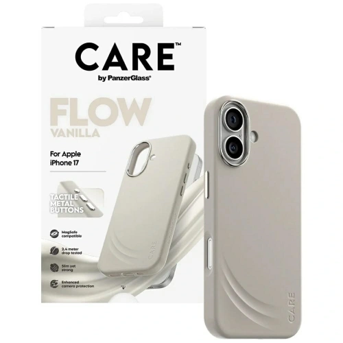 Etui CARE by PanzerGlass FLOW MagSafe iPhone 17 waniliowy
