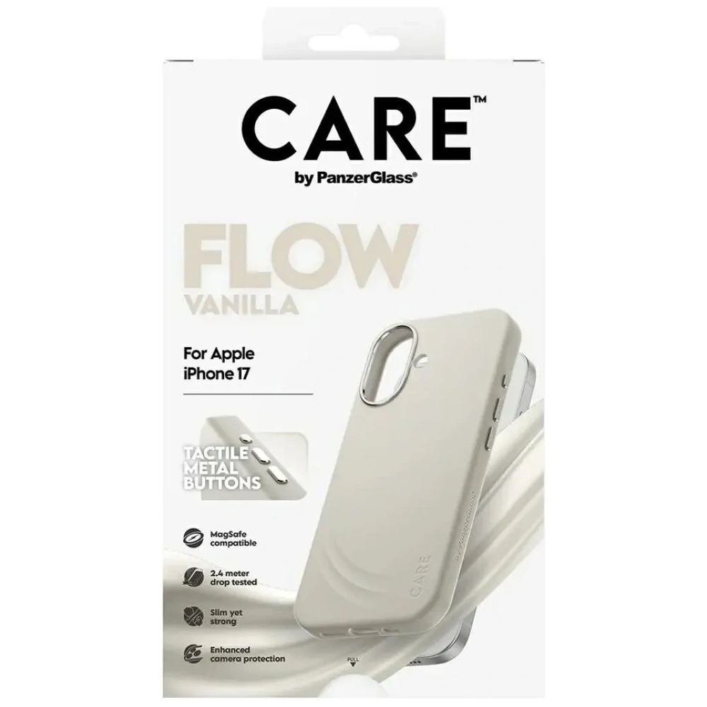Etui CARE by PanzerGlass FLOW MagSafe iPhone 17 waniliowy