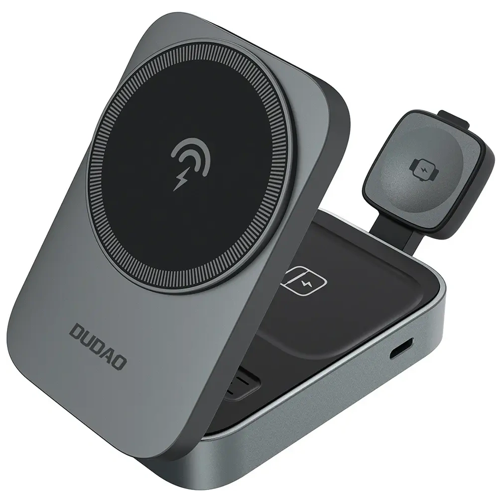 Stacja ładująca 3 w 1 iPhone Apple Watch AirPods Dudao A11 Max indukcyjna kompatybilna z MagSafe Grey