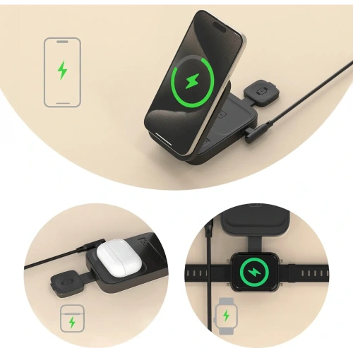 Stacja ładująca 3 w 1 iPhone Apple Watch AirPods Dudao A11 Max indukcyjna kompatybilna z MagSafe Grey Stacja ładująca 3 w 1 iPhone Apple Watch AirPods Dudao A11 Max indukcyjna kompatybilna z MagSafe Grey
