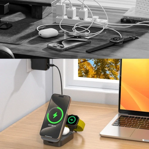 Stacja ładująca 3 w 1 iPhone Apple Watch AirPods Dudao A11 Max indukcyjna kompatybilna z MagSafe Grey Stacja ładująca 3 w 1 iPhone Apple Watch AirPods Dudao A11 Max indukcyjna kompatybilna z MagSafe Grey