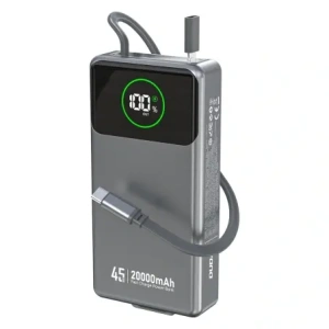 Powerbank Dudao K31 Pro 45W 20000mAh z wbudowanym zwijanym kablem USB-C - szary Powerbank Dudao K31 Pro 45W 20000mAh z wbudowanym zwijanym kablem USB-C - szary