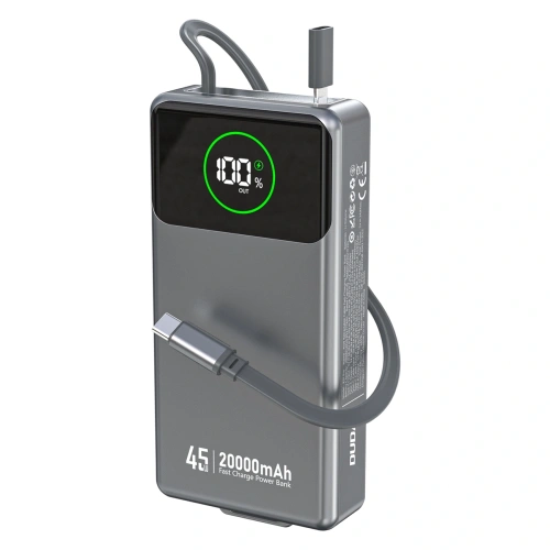 Powerbank Dudao K31 Pro 45W 20000mAh z wbudowanym zwijanym kablem USB-C - szary Powerbank Dudao K31 Pro 45W 20000mAh z wbudowanym zwijanym kablem USB-C - szary
