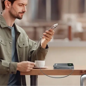 Powerbank Dudao K31 Pro 45W 20000mAh z wbudowanym zwijanym kablem USB-C - szary Powerbank Dudao K31 Pro 45W 20000mAh z wbudowanym zwijanym kablem USB-C - szary