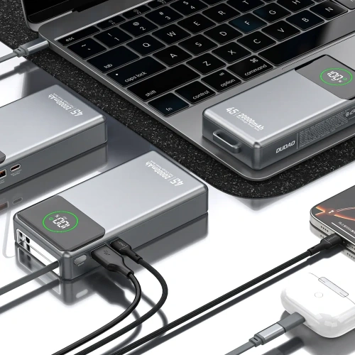 Powerbank Dudao K31 Pro 45W 20000mAh z wbudowanym zwijanym kablem USB-C - szary Powerbank Dudao K31 Pro 45W 20000mAh z wbudowanym zwijanym kablem USB-C - szary