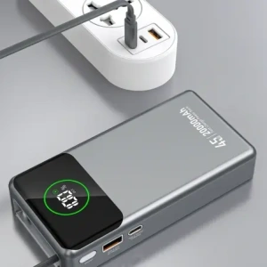 Powerbank Dudao K31 Pro 45W 20000mAh z wbudowanym zwijanym kablem USB-C - szary Powerbank Dudao K31 Pro 45W 20000mAh z wbudowanym zwijanym kablem USB-C - szary